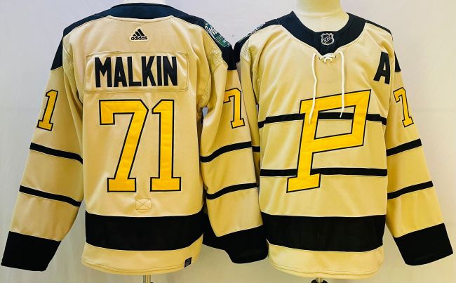 Adidas Pittsburgh Penguins 71 Evgeni Malkin Ice Hockey Jersey Beige