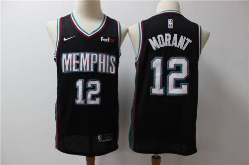 Nike Memphis Grizzlies 12 Ja Morant Basketball Jersey Black Retro