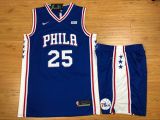Nike Philadelphia 76ers 25 Ben simmons Basketball Jersey Blue shorts