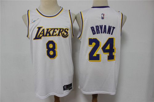 Nike Los Angeles Lakers 8 and 24 Kobe Bryant  Basketball Jersey White 75th Anniversary Edition