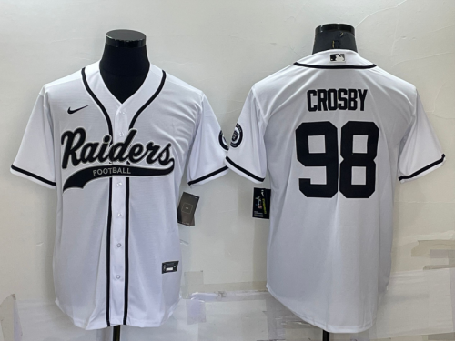 Oakland Raiders 98 Sidney Crosby Baseball Jersey White