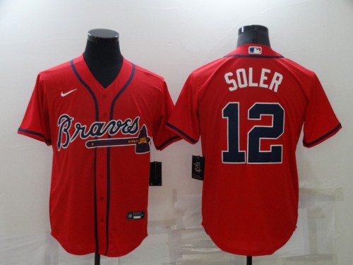 Nike Atlanta Braves 12 Jorge Soler Baseball Jersey Red