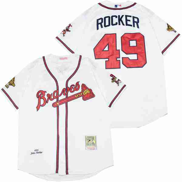 Atlanta Braves 49 John Rocker Baseball Jersey White Retro