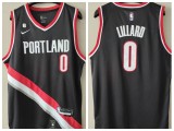 Nike Portland Trail Blaze 0 Damian Lillard Basketball Jersey Black