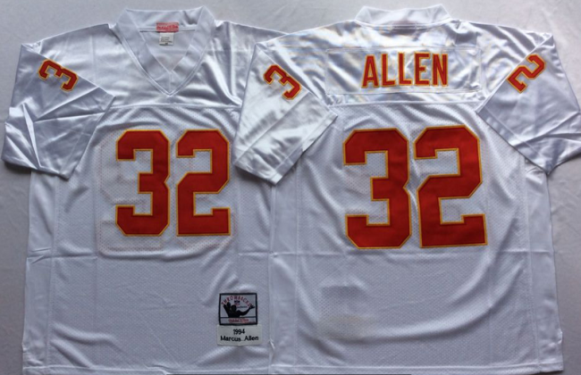 Kansas City Chiefs 32 Marcus Allen Football Jersey White Retro