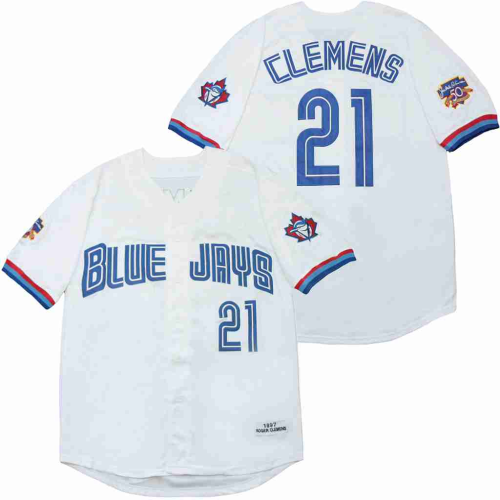 Toronto Blue Jays 21 Roger Clemens Baseball Jersey White Retro