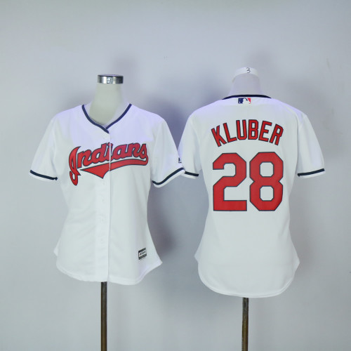 Women Cleveland indians 28 Corey Kluber Baseball Jersey White