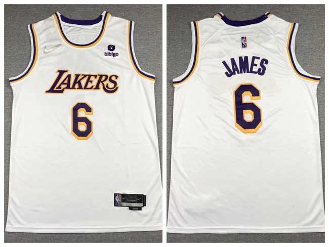 Nike Los Angeles Lakers 6 LeBron James Basketball Jersey White 75th Anniversary Edition