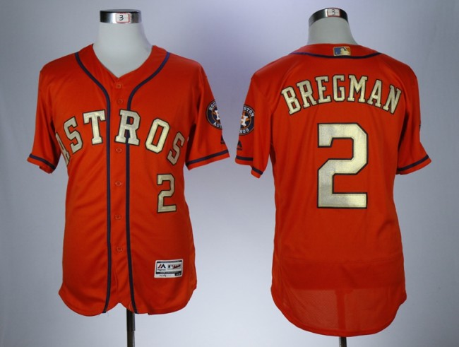 Houston Astros 2 Alex Bregman FlexBase Baseball Jersey Orange Word Champion Edition