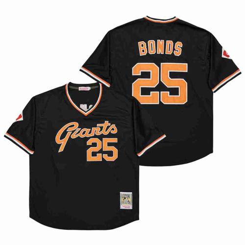 San Francisco Giants 25 Barry Bonds Baseball Jersey Black Retro