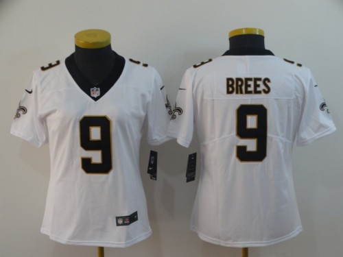 Women New Orleans Saints 9 Drew Brees Football Jersey Legend White