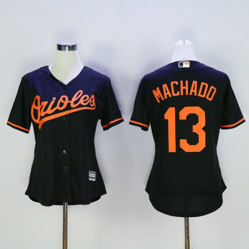 Women Baltimore Orioles 13 Manny Machado Baseball Jersey Black