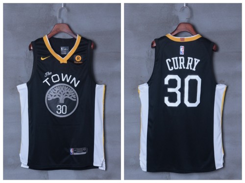 Nike Golden State Warrior 30 Stephen Curry Basketball Jersey Black Player Edition