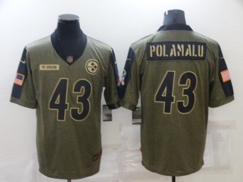 Pittsburgh Steelers 43 Troy Polamalu Football Jersey New salute