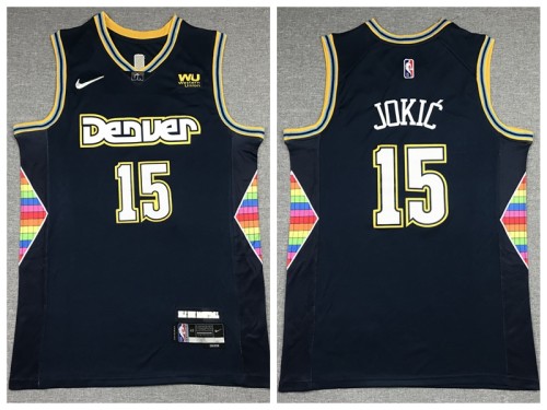 Nike Denver Nuggets 15 Nikola Jokić Basketball Jersey Navy Blue 75th Anniversary Edition