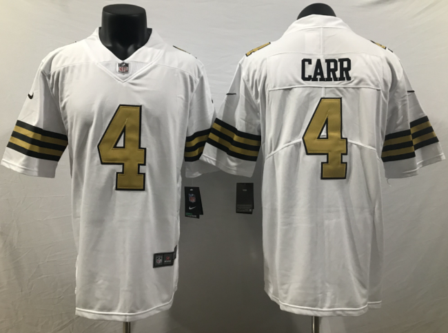 New Orleans Saints 4 Derek Carr Football Jersey Legend White