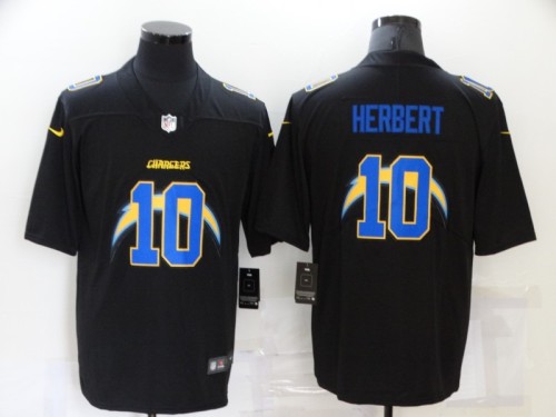 San Diego Chargers 10 Justin Herbert Football Jersey Legend Black shadow version