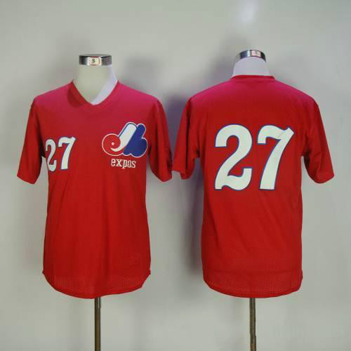 Montreal Expos 27 Vladimir Guerrero Baseball Jersey Red retro cave cloth