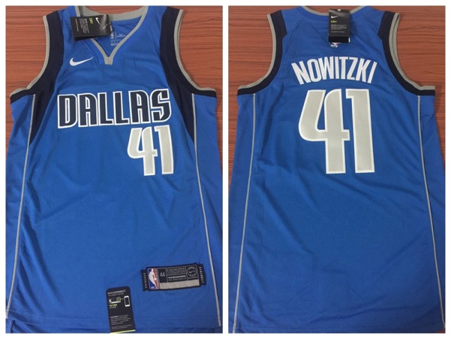 Nike Dallas Mavericks 41 Dirk Nowitzki Basketball Jersey Blue Fan Edition
