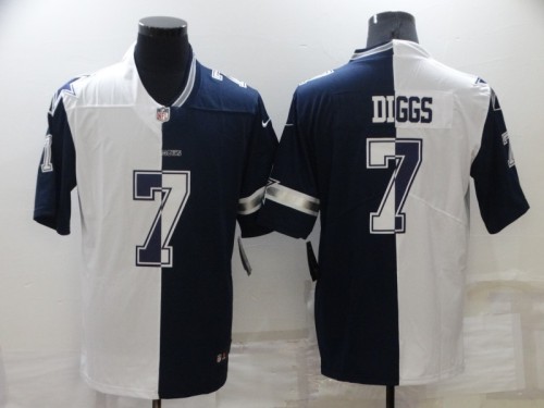 Dallas Cowboys 7 Trevon Diggs Football Jersey Half blue and half white