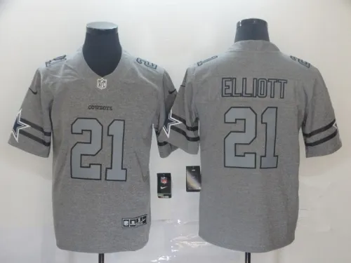 Dallas Cowboys 21 Ezekiel Elliott Football Jersey Legend Flax Gray