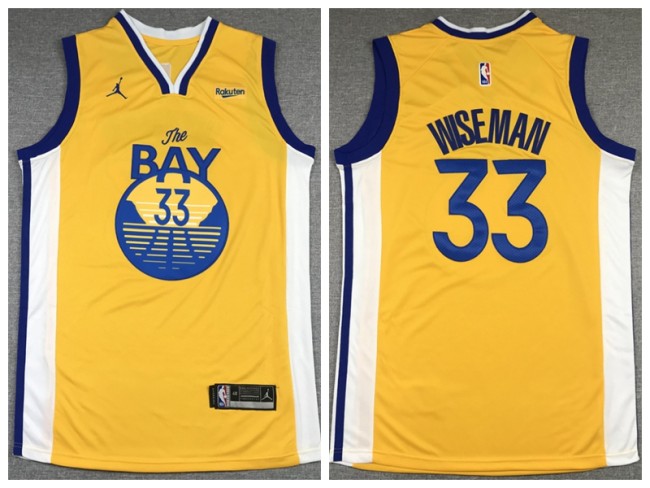 Nike Golden State Warrior 33 James Wiseman Basketball Jersey Yellow