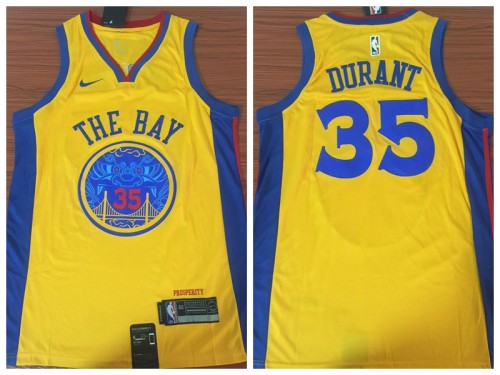 Nike Golden State Warrior 35 Kevin Durant Basketball Jersey Yellow Fan Edition