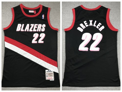 Portland Trail Blaze 22 Clyde Drexler Basketball Jersey Black Resto
