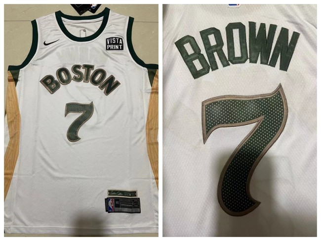 Nike Boston Celtics 7 Jaylen Brown Basketball Jersey White City Edition