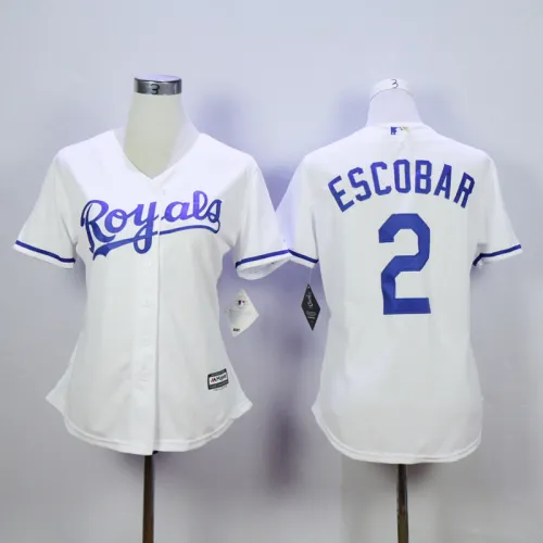 Women Kansas City Royals 2 Alcides Escobar Baseball Jersey White