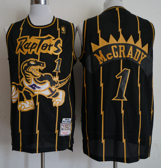 Toronto Raptors 1 Tracy McGrady Basketball Jersey Black Retro