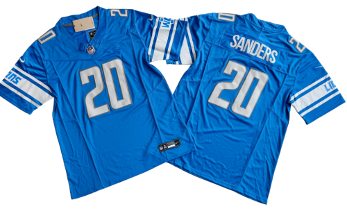 Detroit Lions 20 Barry Sanders Football Jersey Blue Three Dynasties