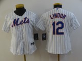 Women Nike New York Mets 12 Francisco Lindor Baseball Jersey White