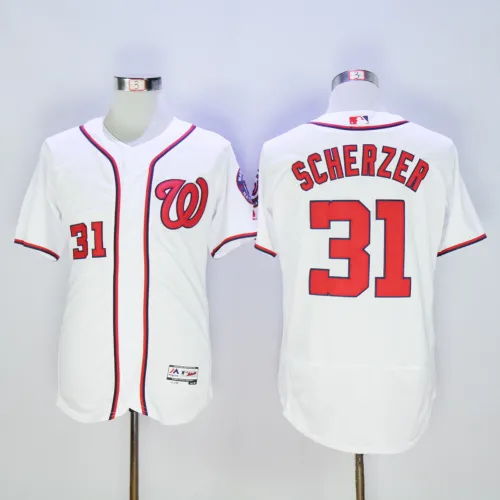 Washington Nationals 31 Max Scherzer Flexbase Baseball Jersey White