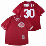 Cincinnati Reds 30 ken griffey jr Baseball Jersey Red retro cave cloth