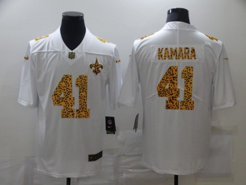 New Orleans Saints 41 Alvin Kamara Football Jersey Legend White leopard print