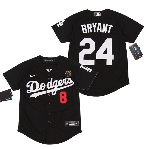 Youth Nike Los Angeles Dodgers 8 and 24  Kobe Bryant  Baseball Jersey Black