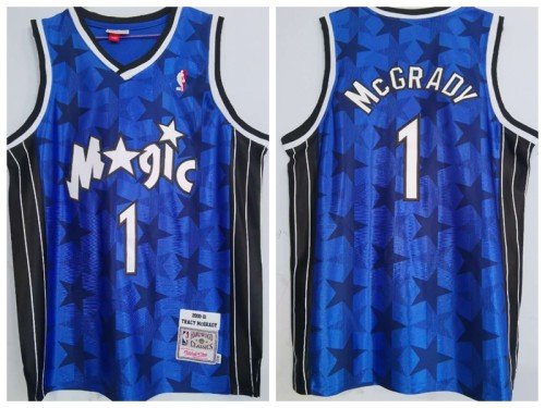Orlando Magic 1 Tracy McGrady Basketball Jersey Blue and dark star