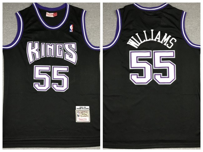 Sacramento Kings 55 Jason Williams Basketball Jersey Black Retro