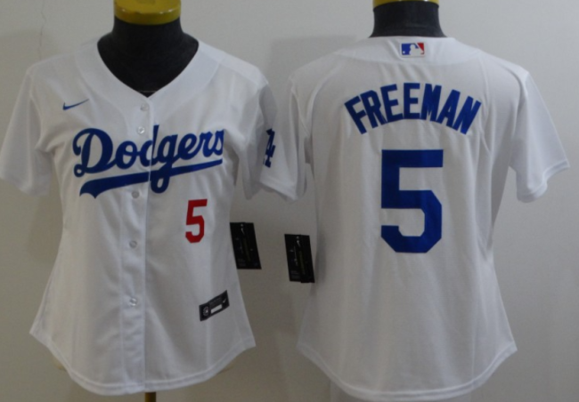 Women Nike Los Angeles Dodgers 5 Freddie Freeman Baseball Jersey White