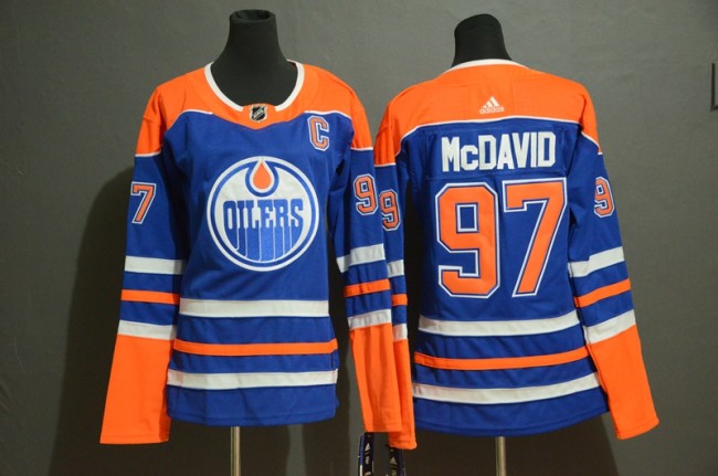 Women Adidas Classic Edmonton Oilers 97 Connor McDavid Ice Hockey Jersey Blue