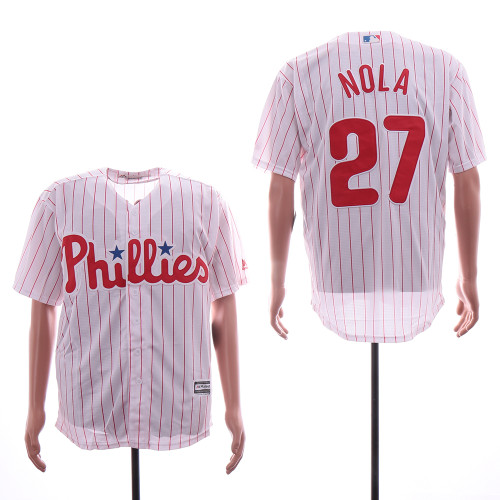 Philadelphia Phillie 27 Aaron Nola Baseball Jersey White red stripes