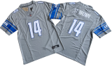 Detroit Lions 14 Amon-Ra St. Brown Football Jersey Gray Three Dynasties