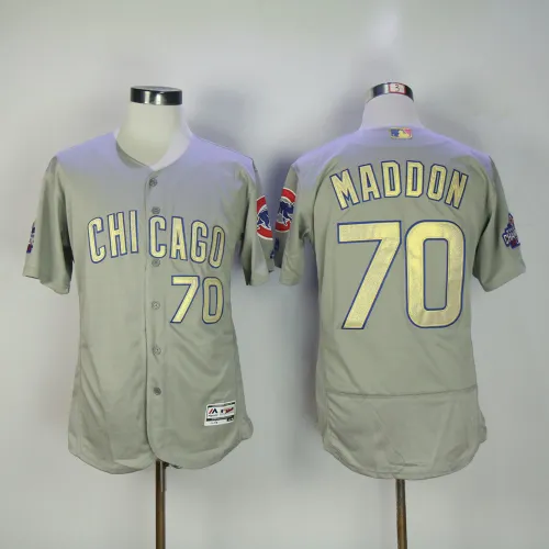 Chicago Cubs 70 Joe Maddon Flexbase Baseball Jersey Gray Champion