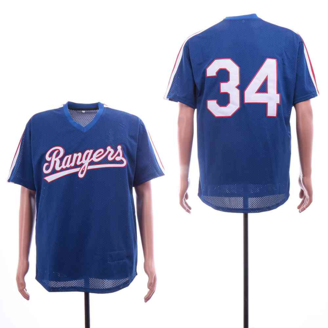 Texas Rangers 34 Nolan Ryan Baseball Jersey Blue retro net eye