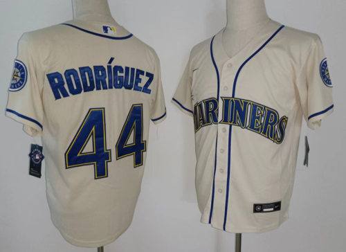Nike Seattle Mariners 44 Julio Rodriguez Baseball Jersey Beige