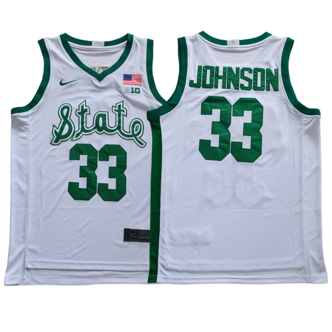 High school 33 Johnson College Basketball Jersey White