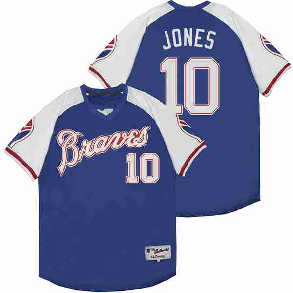 Atlanta Braves 10 Chipper Jones Baseball Jersey Blue Retro