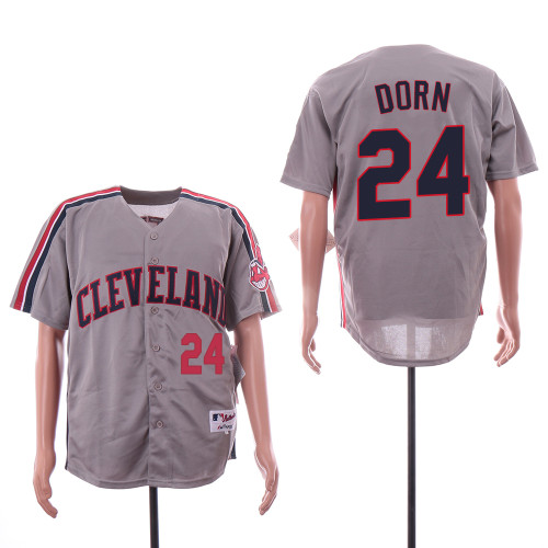 Cleveland indians 24 Roger Dorn Baseball Jersey Gray Retro