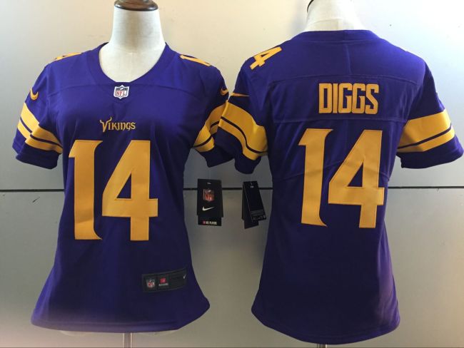 Women Minnesota Vikings 14 Stefon Diggs Football Jersey Legend Purple